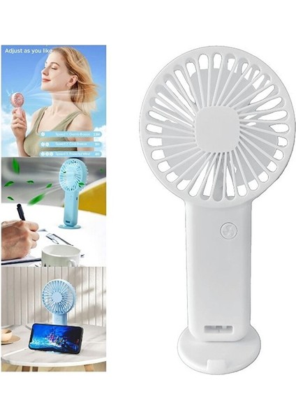 Mi̇ni̇ Fan,telefon Tutucu,portati̇f El Vanti̇latörü Beyaz 9,3X19CM