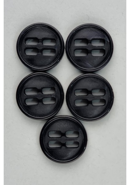 Orta Akrilik Dikdörtgen Delikli Siyah Kaban Çeket Hırka Yelek Düğmesi 5 Adet