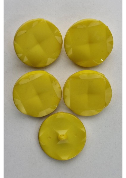 Büyük Akrilik Kare Desenli Yuvarlak Sarı Kaban Çeket Hırka Yelek Düğmesi 5 Adet