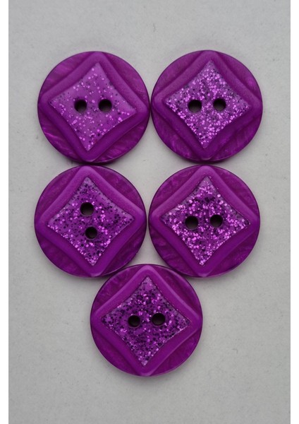 Büyük Boy Akrilik Simli Yuvarlak Eflatun Çeket Hırka Yelek Düğmesi 5 Adet