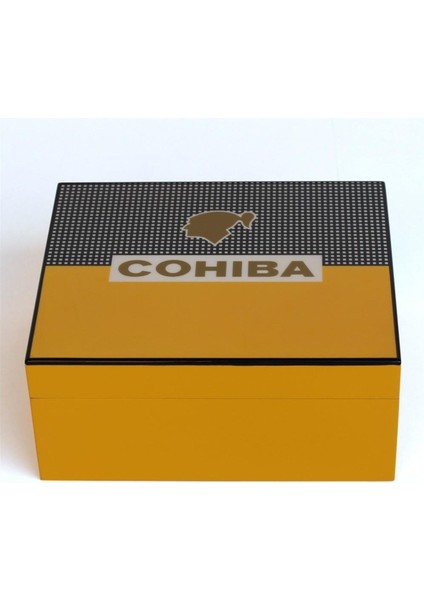 Sarı-Gri Nokta Desenli Humidor Puro Kutusu