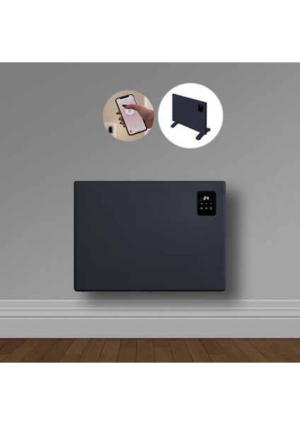 Elektrikli Konvektör Panel Isıtıcı Wifi 1000 Watt Antrasit