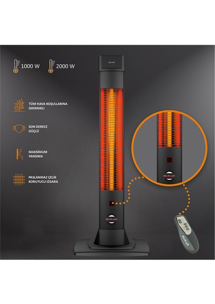 Solaris 2200 Watt Yüksek Verimli Karbon Infrared Isıtıcı ve Uzaktan Kumanda ile 4 Isı Ayarı fiyatları