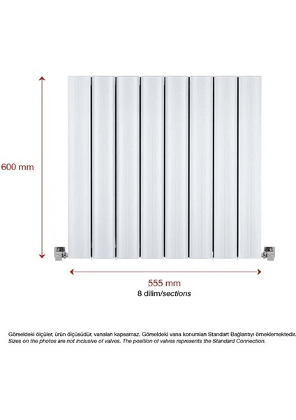 600X555MM Amber Yatay Beyaz Alüminyum Radyatör Modeli fiyatları