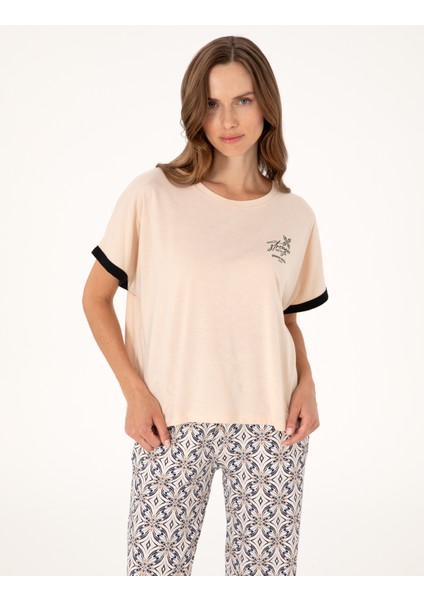 Kadın Bej Kısakollu Pijama Takımı 50318970-VR011 modelleri