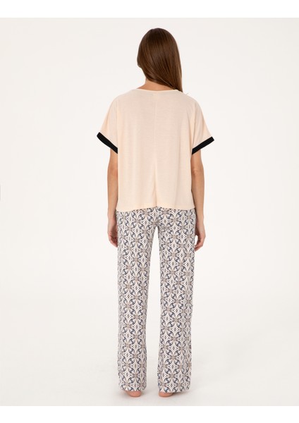 Kadın Bej Kısakollu Pijama Takımı 50318970-VR011 indirimleri