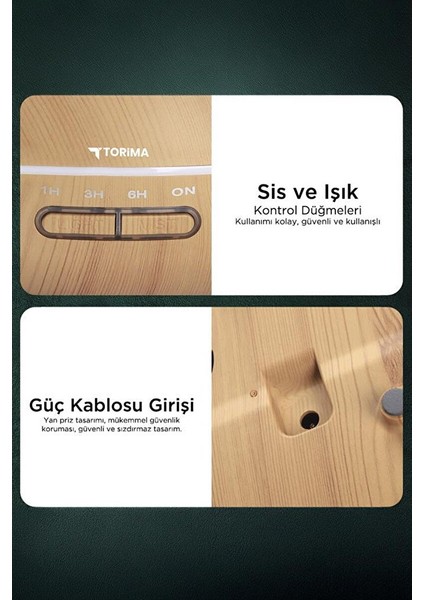 Torima SL-168 Ahşap Humidifier Hava Nemlendirici Ledli Aroma Terapisi Dekoratif Buhar Makinesi indirimleri