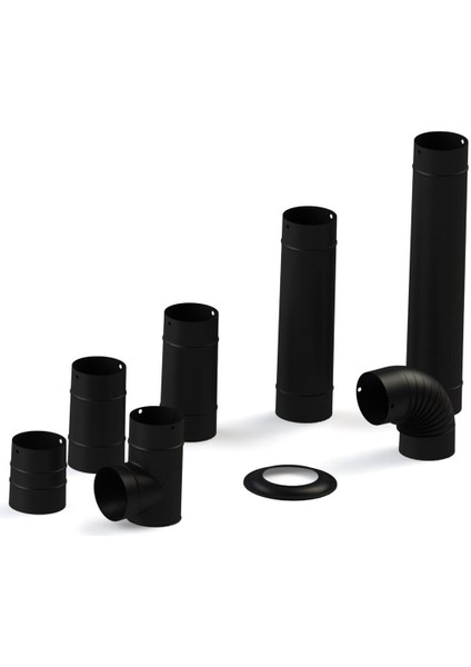 Mat Si̇yah Emaye Soba Borusu / Boy: 70-60-55 / cm Çap: 13 cm modelleri