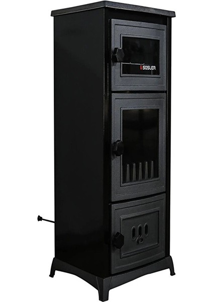 SS-5031 Camlı Döküm Soba Uyuyan Şömine Kömür Odun Sobası