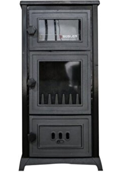 SS-5031 Camlı Döküm Soba Uyuyan Şömine Kömür Odun Sobası