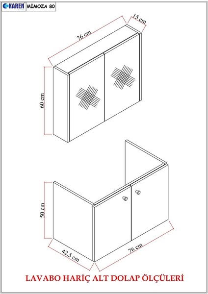Mimoza 80 cm Mdf,lavabolu,aynalı Banyo Dolabı Seti,seramik Lavabo Dahil Beyaz Mdf