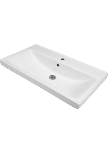 Mimoza 80 cm Mdf,lavabolu,aynalı Banyo Dolabı Seti,seramik Lavabo Dahil Beyaz Mdf