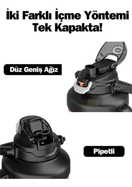 Tkk Yeni Koleksiyon Mega Boy 1650ML Pipetli/pipetsiz Kullanım Askılı Paslanmaz Çelik Termos Matara Mavi fırsatları