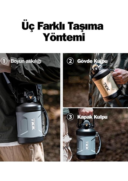 Tkk Yeni Koleksiyon Mega Boy 1650ML Pipetli/pipetsiz Kullanım Askılı Paslanmaz Çelik Termos Matara Mavi indirimleri