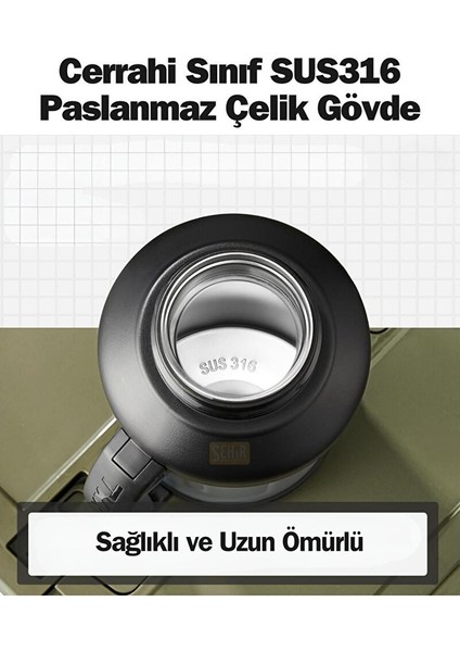 Tkk Yeni Koleksiyon Mega Boy 1650ML Pipetli/pipetsiz Kullanım Askılı Paslanmaz Çelik Termos Matara Mavi