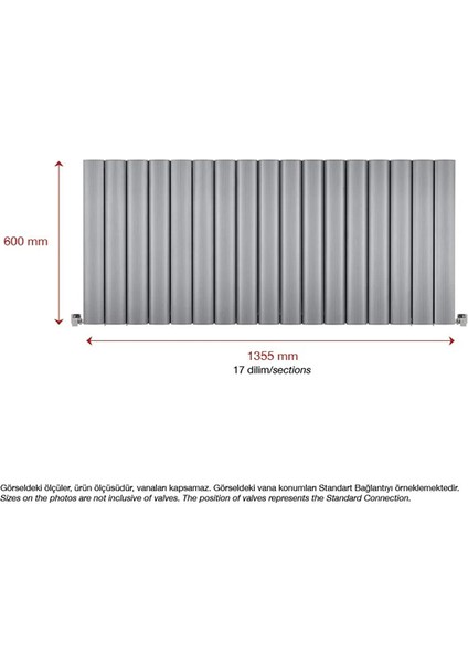 600X1355MM Amber Yatay Gümüş Gri Alüminyum Radyatör fiyatları