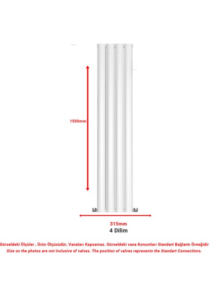 1500X315MM Lilac Dikey Beyaz Alüminyum Radyatör Dekoratif Tasarım fiyatları