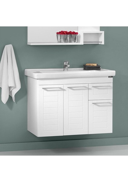 Perge 85 cm Beyaz Banyo Dolabı Takımı ve Boy Dolabı fiyatları