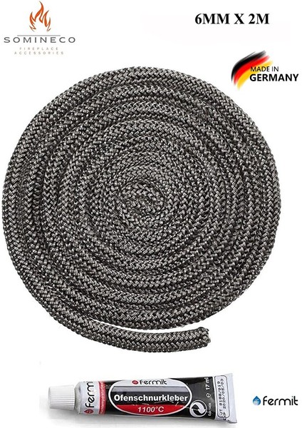 Ithal Yanmaz Soba Şömine Fitili 6 mm x 2.5m Yapıştırıcı 17M