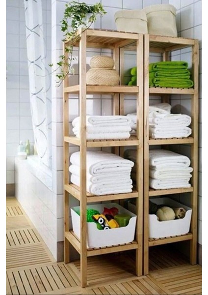 Ahşap 5 Raflı Açık Banyo Dolabı Banyo Düzenleyici Raf MOB111 modelleri