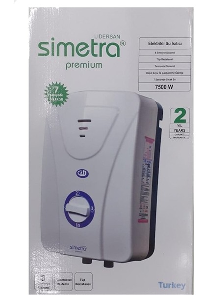 Simetra Premium Elektrikli Şofben Sıgorta ve Kutusu Dahıl Paket