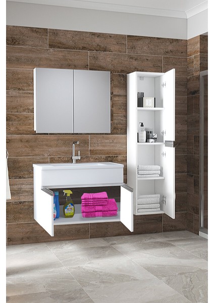 Esen Beyaz (65+35) 100 cm Ayna Dolaplı Boy Dolaplı Mdf Banyo Dolabı Seti fiyatları