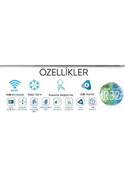 2024 Model A+++ Xtreme Save Duvar Tipi 12.000 Btu Inv. Klima Wi-Fi