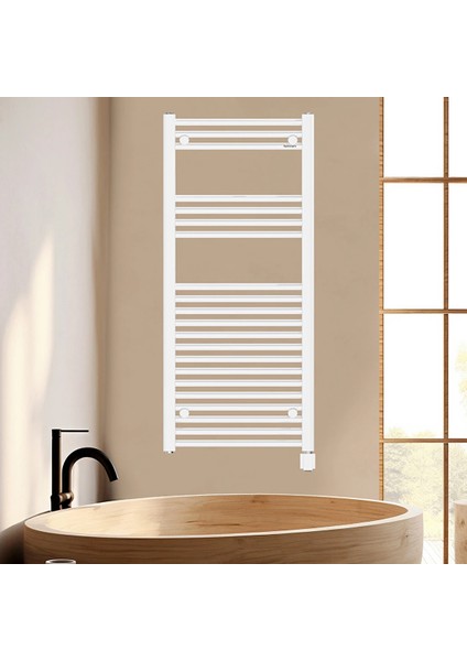 1118X500MM 500W Elektrikli Karbon Çelik Havlupan Alya Beyaz Kablo Gizlemeli