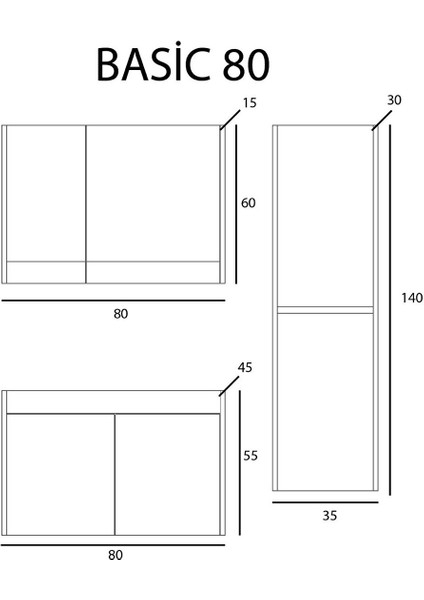 Kea Basic Banyo Dolab Takimi Antrasi̇t 80 cm