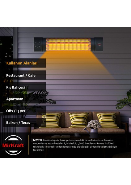 MT-5252 1800 Watt 3 Kademe Quartz Elektrikli Isıtıcı fırsatları