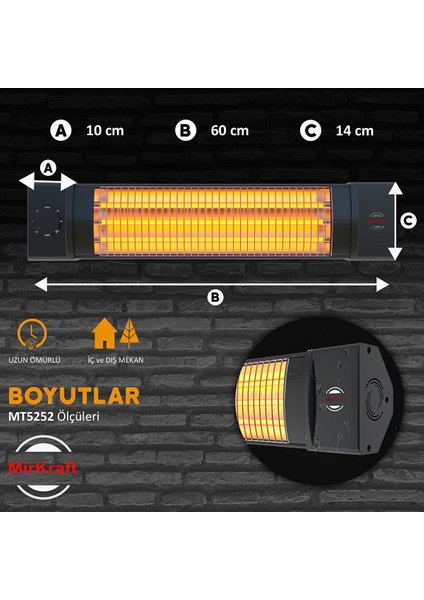 MT-5252 1800 Watt 3 Kademe Quartz Elektrikli Isıtıcı indirimleri