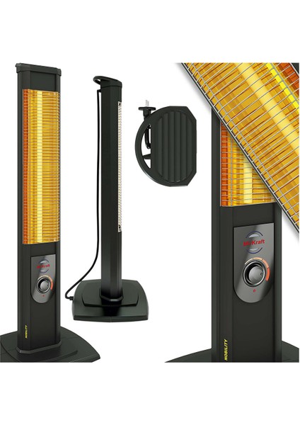 Nobility 2500 Watt Kule Tip Elektrikli Infrared Dik Isıtıcı Karbon Soba (Siyah) fiyatları