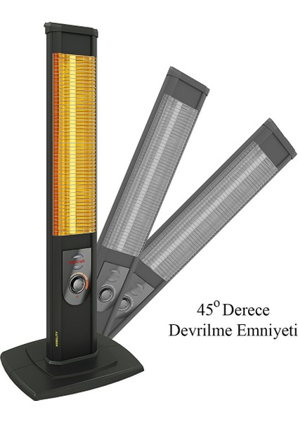 Nobility 2500 Watt Kule Tip Elektrikli Infrared Dik Isıtıcı Karbon Soba (Siyah) modelleri