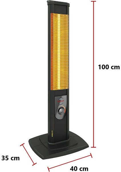 Nobility 2500 Watt Kule Tip Elektrikli Infrared Dik Isıtıcı Karbon Soba (Siyah)