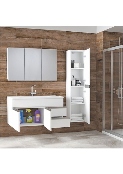 Esen Beyaz 100+35 cm Boy Dolaplı Lüx Banyo Dolabı Takımı fiyatları