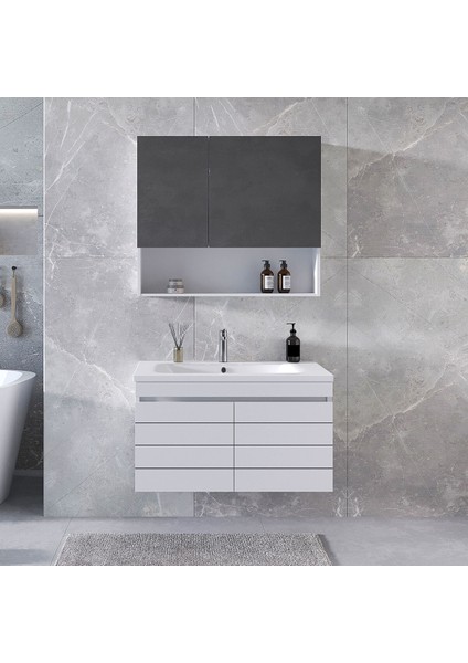 Home Asya 80 cm Mdf Banyo Dolabı Seti Beyaz 80 cm