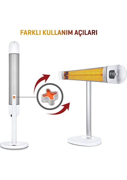 Kule Tipi Elektrikli Isıtıcı 2500 W Smart-Fr Beyaz Karbon Infrared IP55 modelleri
