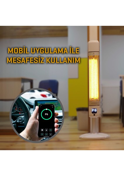 Kule Tipi Elektrikli Isıtıcı 2500 W Smart-Fr Beyaz Karbon Infrared IP55 indirimleri