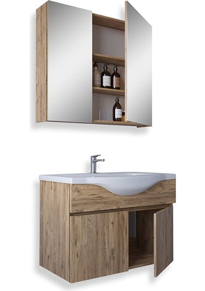 Kahire 65 cm Mdf Banyo Dolabı Seti Atlantik Çam