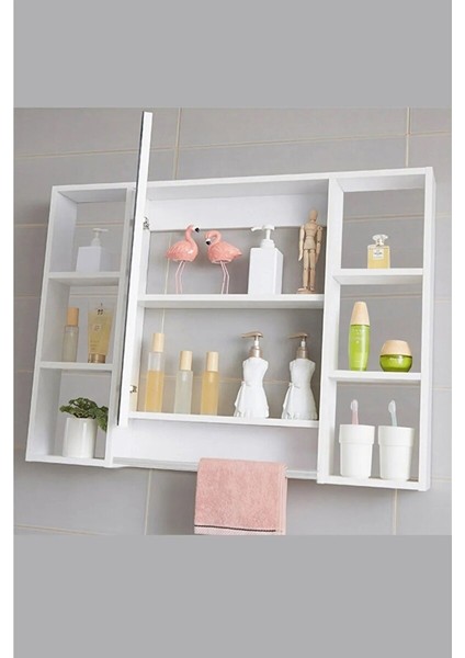Azzuri̇ Furniture Aynalı Havlu Askılıklı 8 Bölmeli 1 Kapak Asma Banyo Dolabı 70X70CM AZR-0121 fiyatları