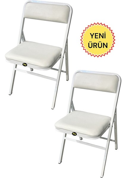 Hey 2'li Katlanır Kamp Sandalyesi Piknik Sandalyesi Beyaz