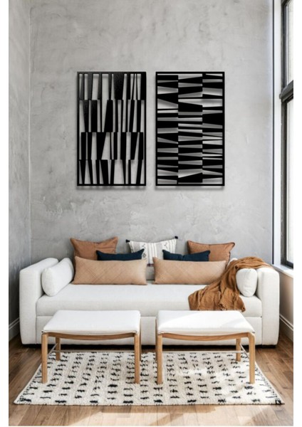 Modern Stil 2 Li Metal Duvar Dekoru Seti
