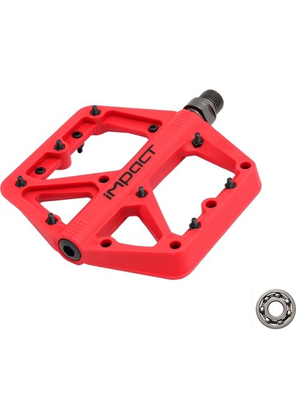 Comp Çivili Pedal – Dayanıklı Plastik, Kompozit Rulmanlı, Kırmızı