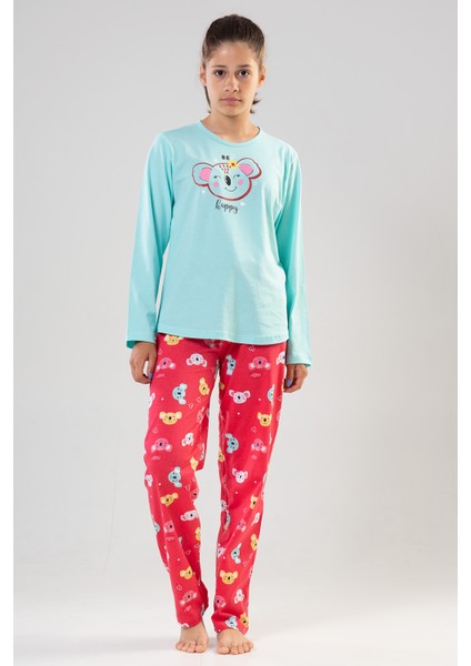 Pamuklu Kız Çocuk Uzun Kol Pijama Takım , 204032