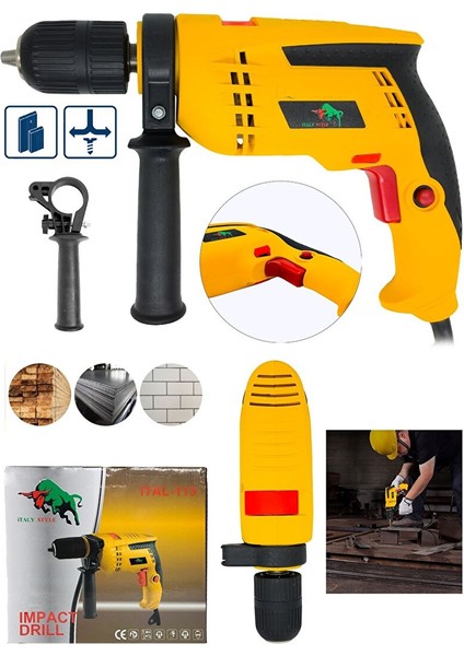 Profesional Elektrikli Matkap 13MM 750W-SARI