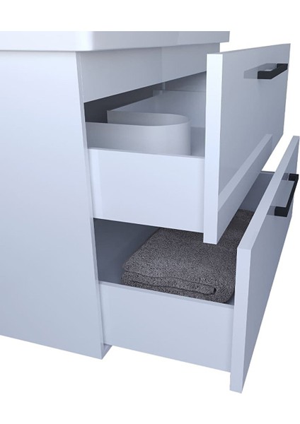 Batum 80 cm Mdf Banyo Dolabı Seti Beyaz