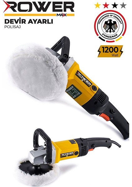 RWRX-1200 Alman Dizayn Devir Ayarlı Elektrikli Polisaj Makinası 1200W Pasta Cila indirimleri