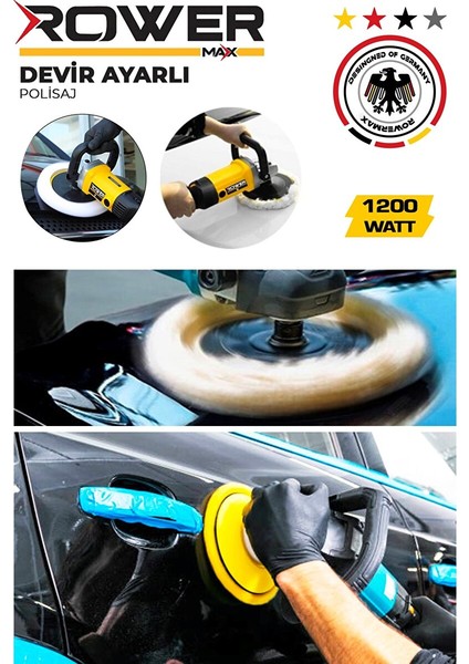RWRX-1200 Alman Dizayn Devir Ayarlı Elektrikli Polisaj Makinası 1200W Pasta Cila