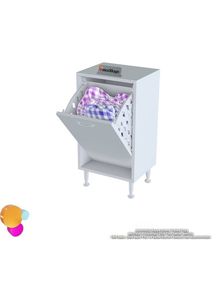 Söke Banyo Için Sihirli Kutu 35X75X32,5 Cm’ Lik 1 Göz Sepet Hazneli Mini Banyo Dolabı