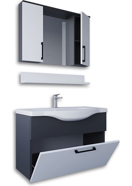 Eko 80 cm Mdf Banyo Dolabı Seti Antrasit Beyaz fiyatları